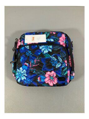 Lug Lua RFID Medium Crossbody Bag - Floral Black with Wallet, Unisex Style